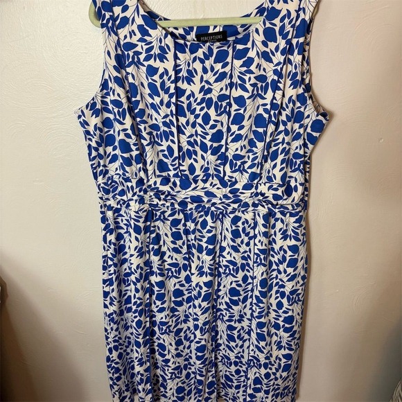 Perceptions Woman Plus 2X‎ Floral Ruched Waist Sleeveless Dress - Picture 1 of 6